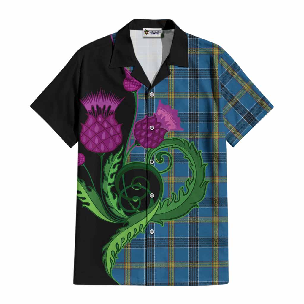 Laing Tartan Cotton Hawaiian Shirt Traditional Scottish Thistle