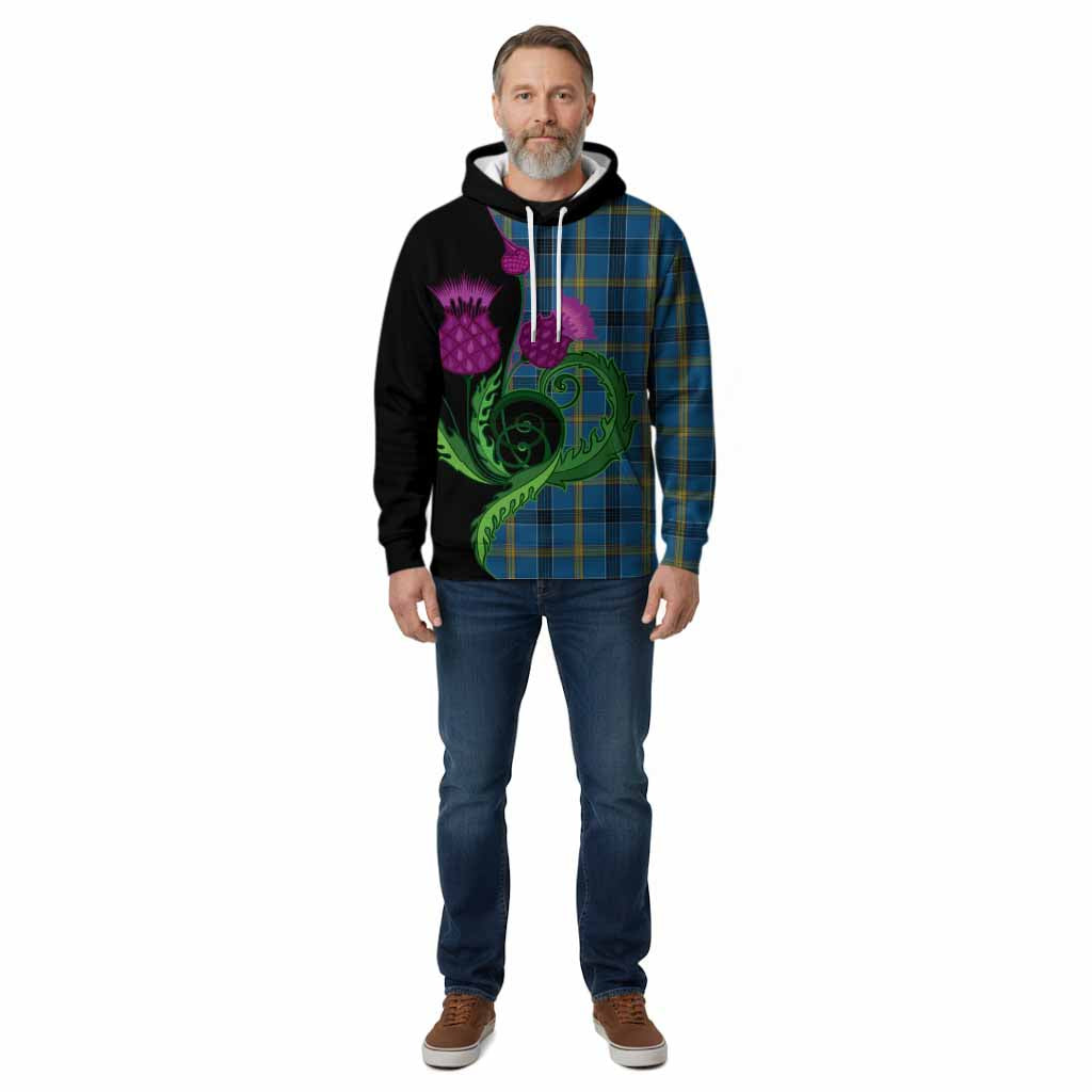 Laing Tartan Cotton Hoodie Traditional Scottish Thistle
