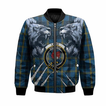 Laing Tartan Crest Bomber Jacket Ferocious Lion Style