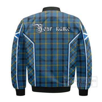 Laing Tartan Crest Bomber Jacket Scotland Coat of Arm Flag Style