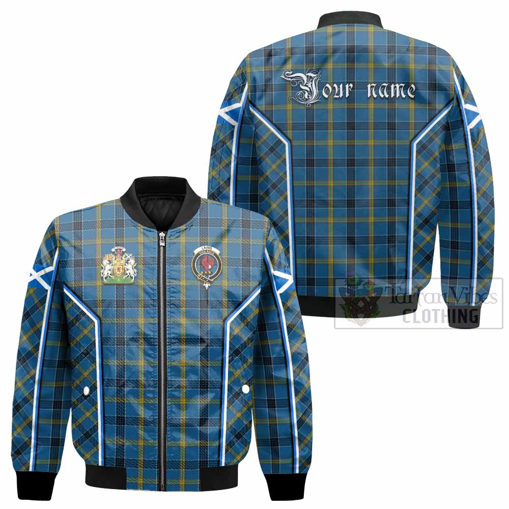Laing Tartan Crest Bomber Jacket Scotland Coat of Arm Flag Style - Tartan Vibes Clothing