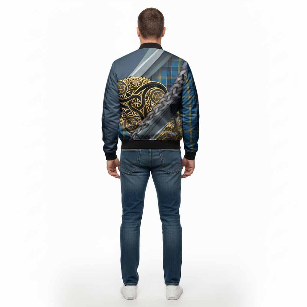Laing Tartan Crest Bomber Jacket Scottish Triskele Celtic
