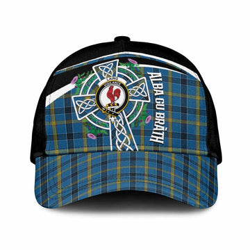 Laing Tartan Crest Classic Cap Scottish Thistle Celtic Cross Alba Gu Brath