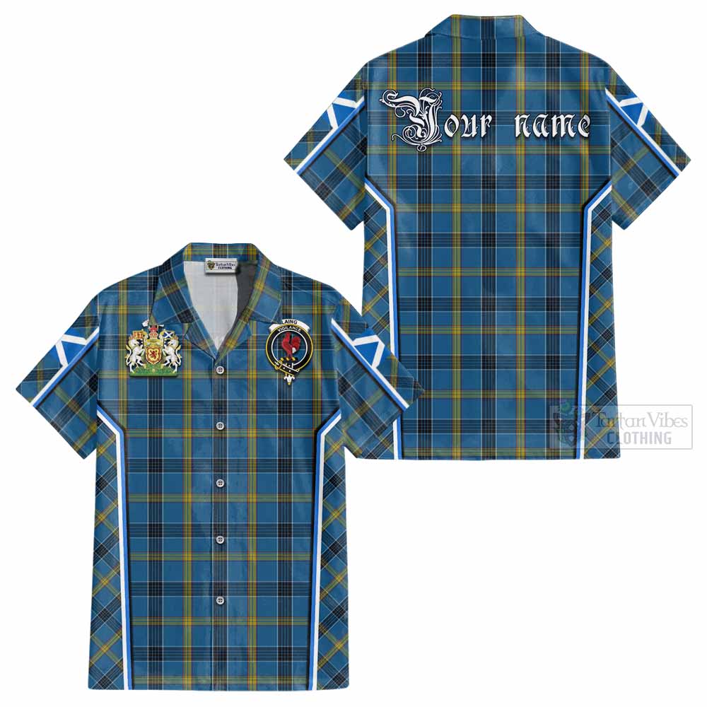 Laing Tartan Crest Cotton Hawaiian Shirt Scotland Coat of Arm Flag Style - Tartan Vibes Clothing