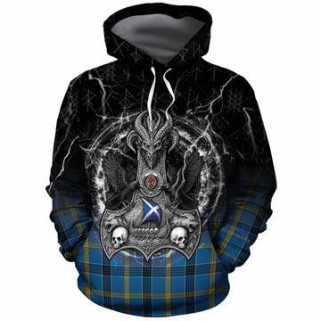 Laing Tartan Crest Cotton Hoodie Celtic Odin's Raven Legacy