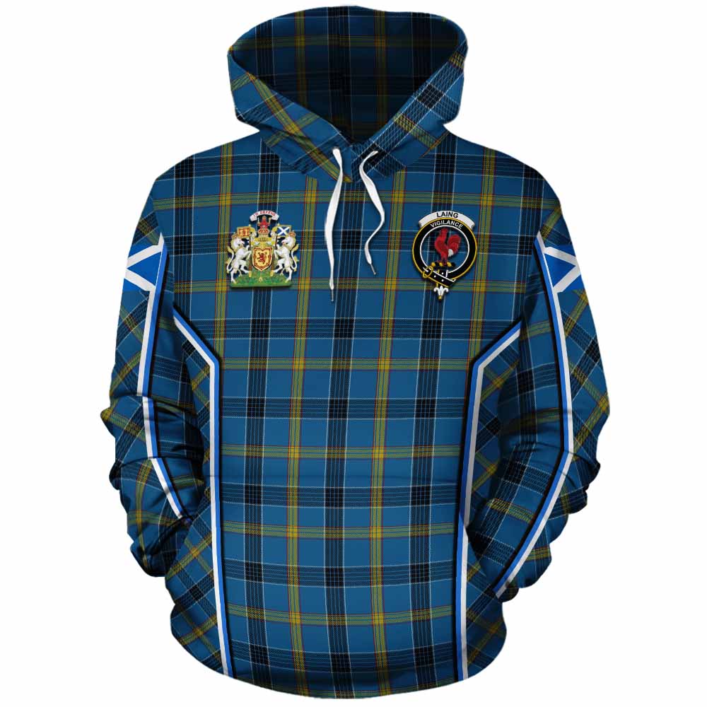 Laing Tartan Crest Cotton Hoodie Scotland Coat of Arm Flag Style - Tartan Vibes Clothing