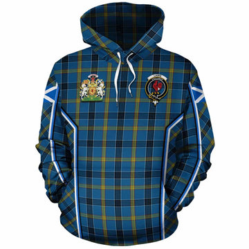 Laing Tartan Crest Cotton Hoodie Scotland Coat of Arm Flag Style - Tartan Vibes Clothing