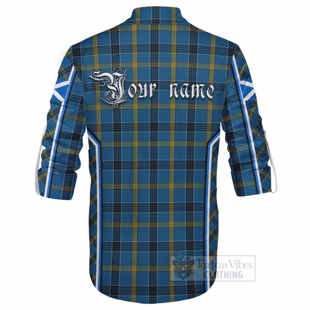 Laing Tartan Crest Ghillie Kilt Shirt Scotland Coat of Arm Flag Style - Tartan Vibes Clothing