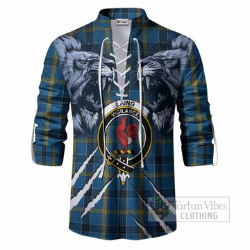 Laing Tartan Crest Ghillie Shirt Ferocious Lion Style