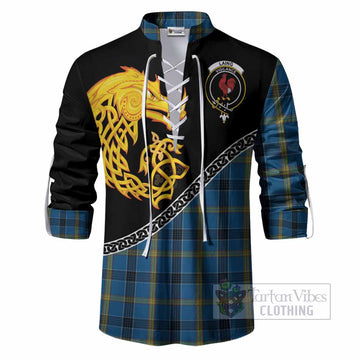 Laing Tartan Crest Ghillie Shirt Legendary Dragon Knot Half Style