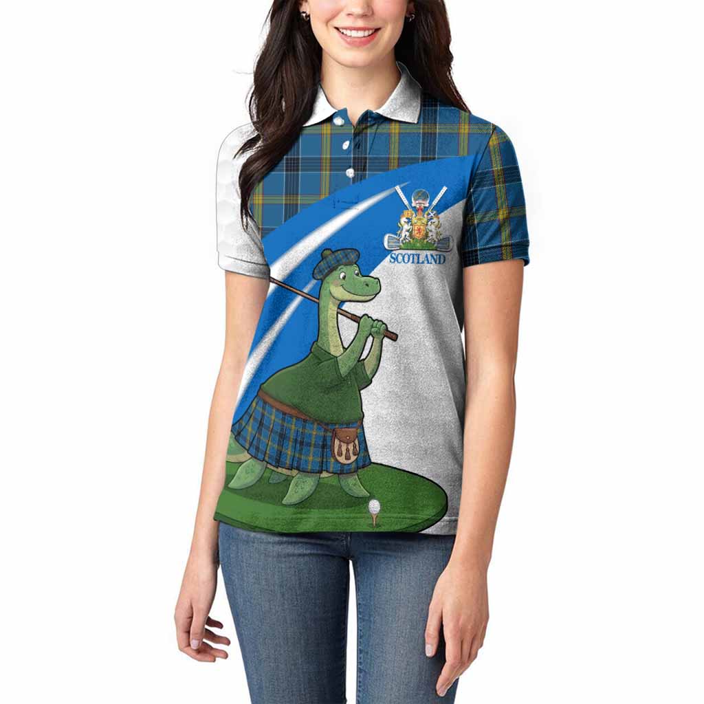 Laing Tartan Crest Golf Nessie Women Polo Shirt Loch Ness Monster Sporty Style