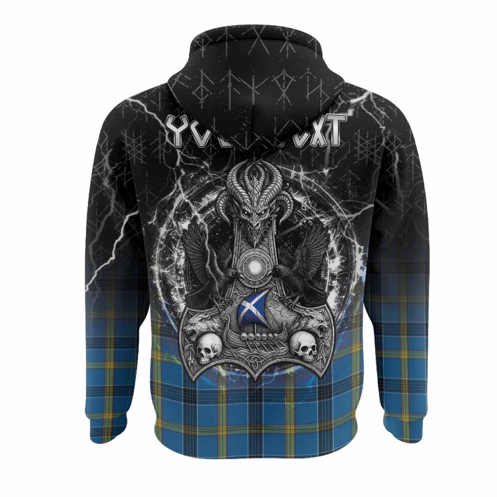 Laing Tartan Crest Hoodie Celtic Odin's Raven Legacy