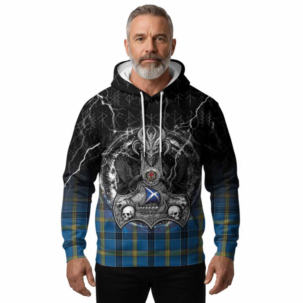 Laing Tartan Crest Hoodie Celtic Odin's Raven Legacy