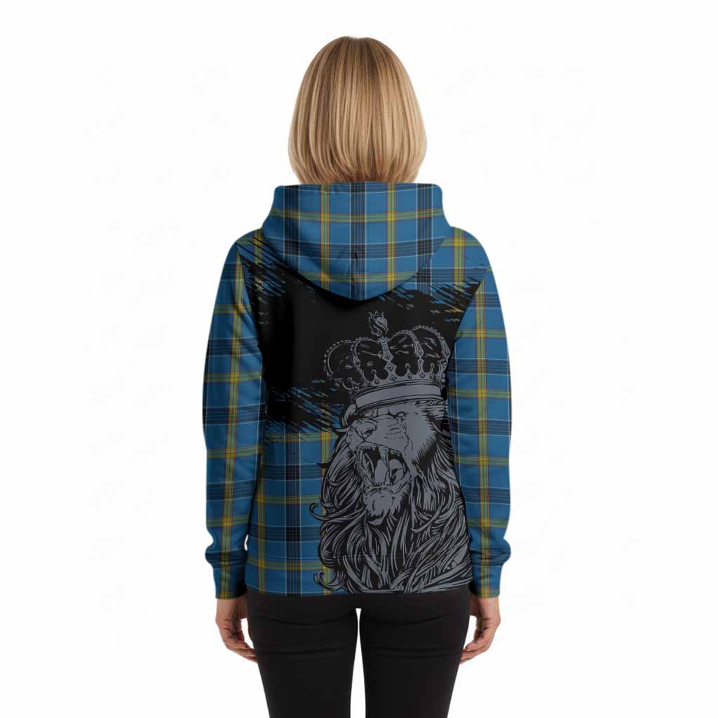 Laing Tartan Crest Hoodie Crowned Lion Heritage Style