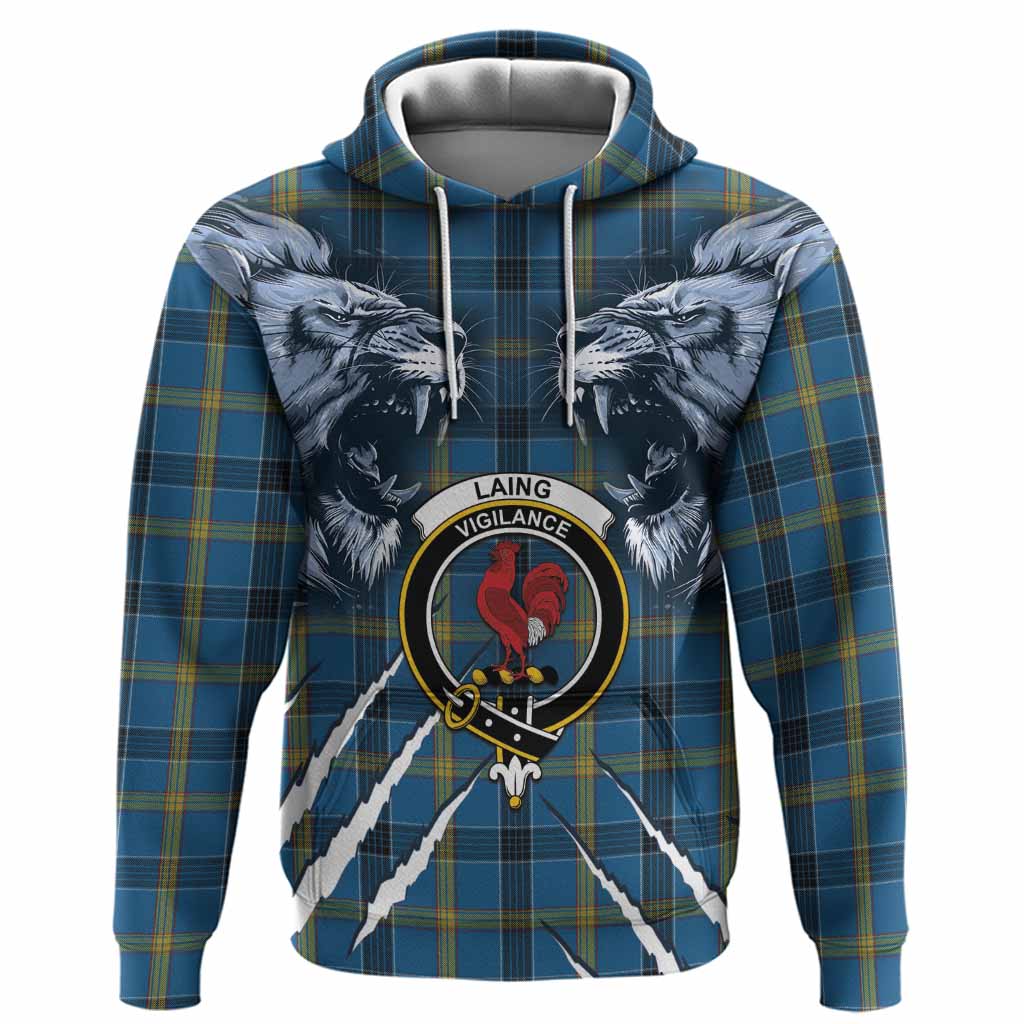 Laing Tartan Crest Hoodie Ferocious Lion Style
