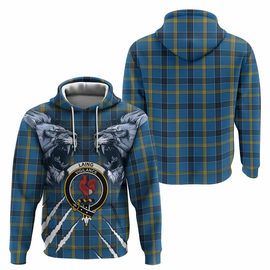 Laing Tartan Crest Hoodie Ferocious Lion Style