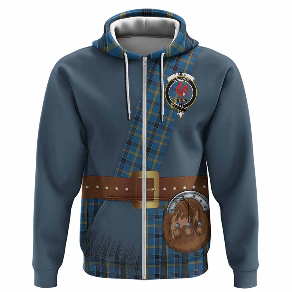 Laing Tartan Crest Hoodie Kilt Costume Style