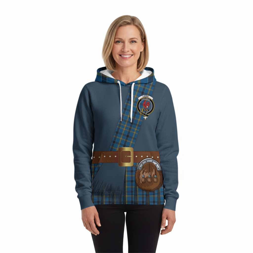 Laing Tartan Crest Hoodie Kilt Costume Style