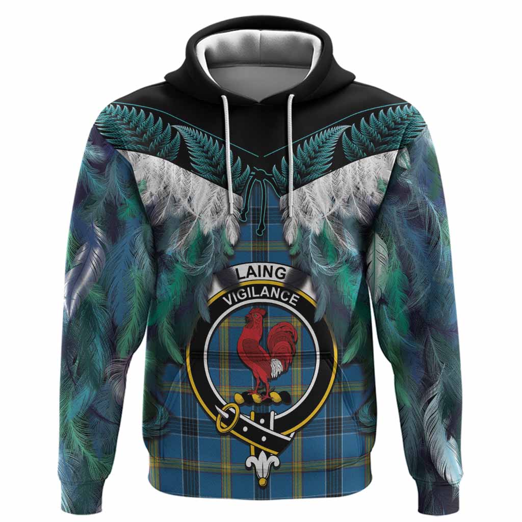 Laing Tartan Crest Hoodie New Zealand Maori Korowai Cloak
