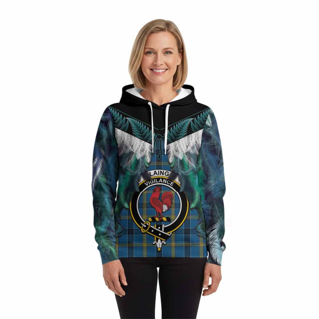 Laing Tartan Crest Hoodie New Zealand Maori Korowai Cloak