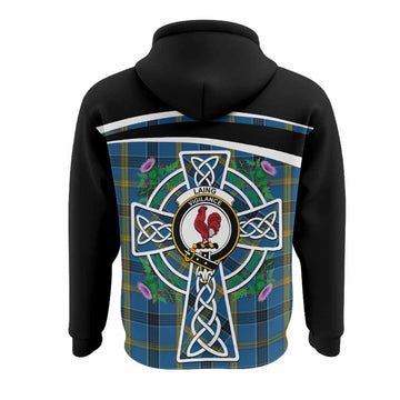 Laing Tartan Crest Hoodie Scottish Thistle Celtic Cross Alba Gu Brath
