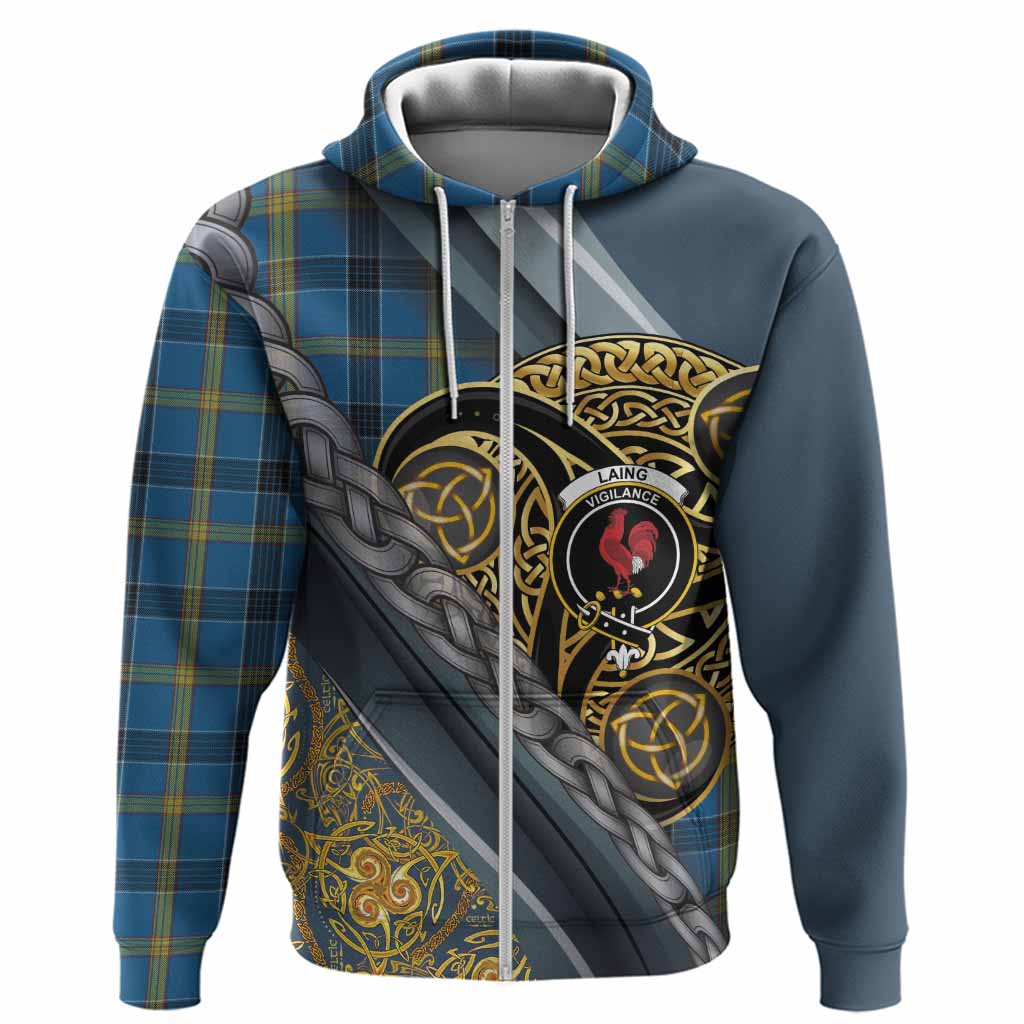 Laing Tartan Crest Hoodie Scottish Triskele Celtic