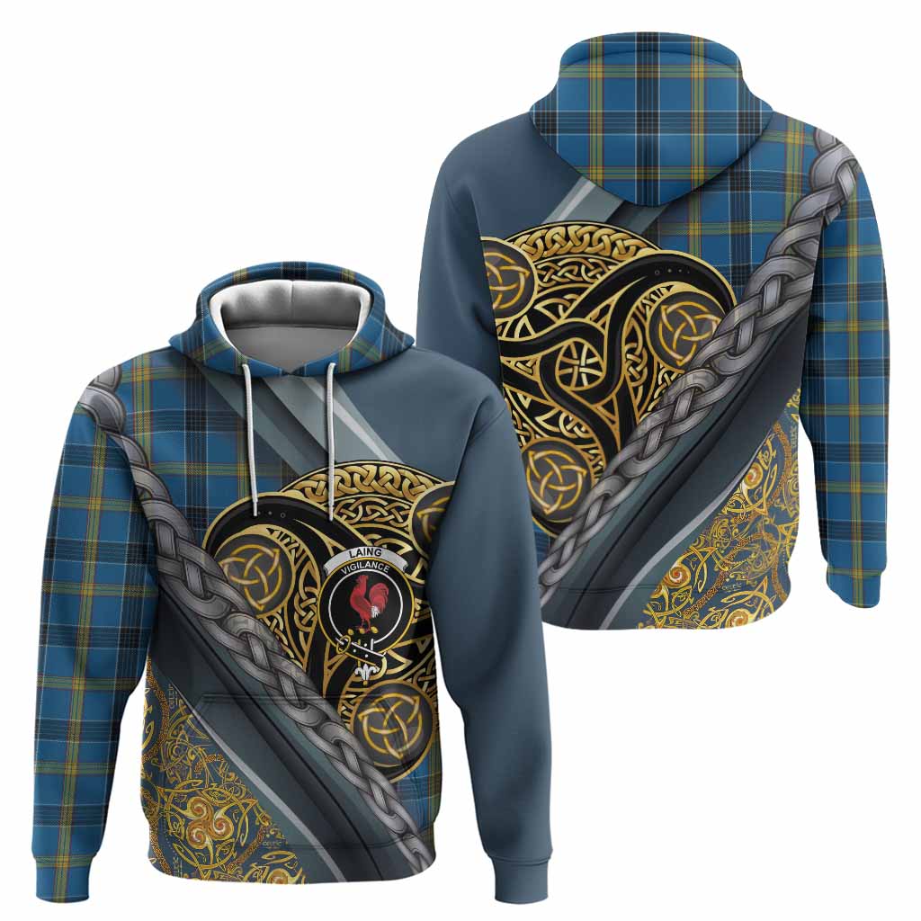 Laing Tartan Crest Hoodie Scottish Triskele Celtic