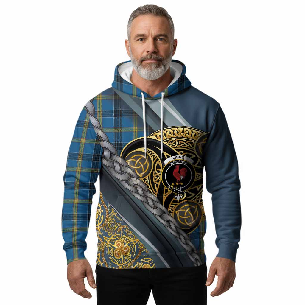 Laing Tartan Crest Hoodie Scottish Triskele Celtic