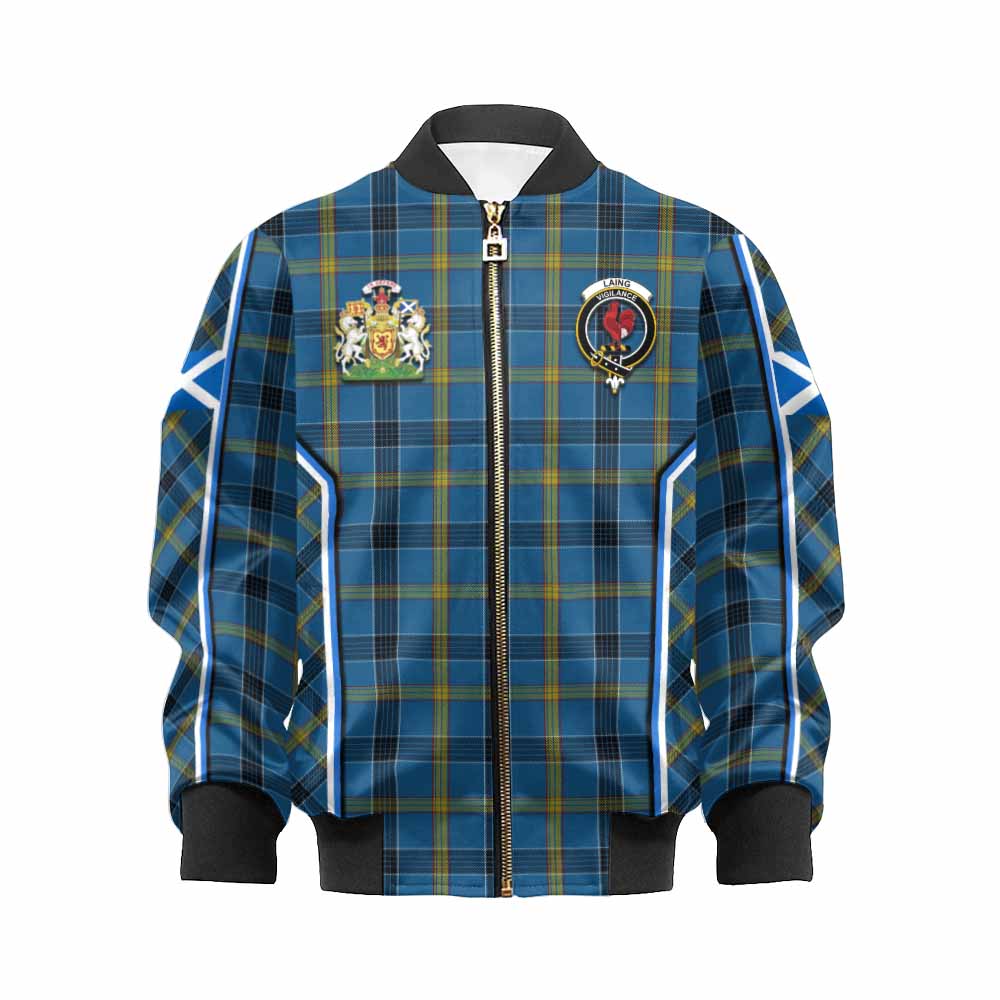 Laing Tartan Crest Kid Bomber Jacket Scotland Coat of Arm Flag Style - Tartan Vibes Clothing