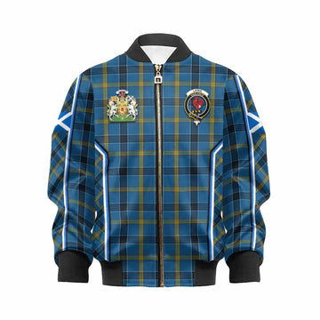 Laing Tartan Crest Kid Bomber Jacket Scotland Coat of Arm Flag Style - Tartan Vibes Clothing