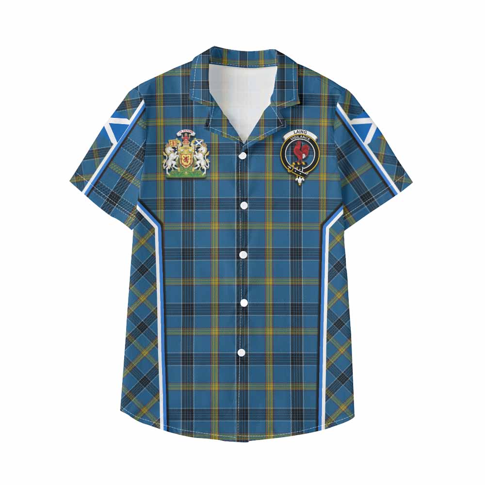 Laing Tartan Crest Kid Hawaiian Shirt Scotland Coat of Arm Flag Style - Tartan Vibes Clothing