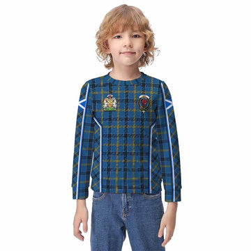 Laing Tartan Crest Kid Knitted Sweatshirt Scotland Coat of Arm Flag Style - Tartan Vibes Clothing