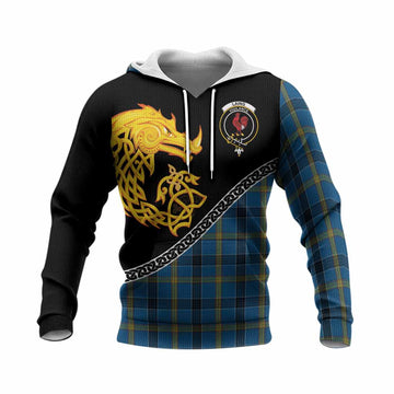 Laing Tartan Crest Knitted Hoodie Legendary Dragon Knot Half Style