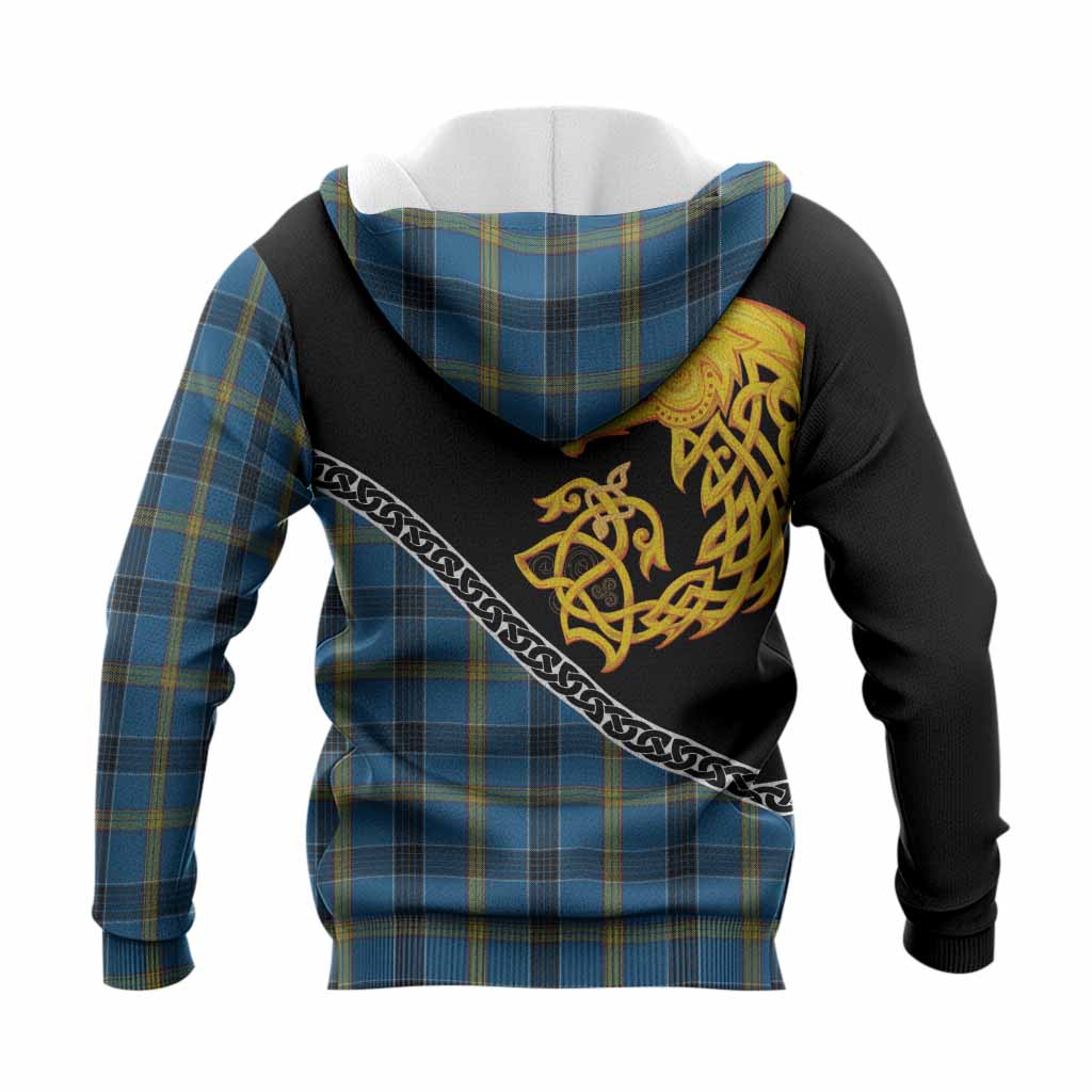 Laing Tartan Crest Knitted Hoodie Legendary Dragon Knot Half Style