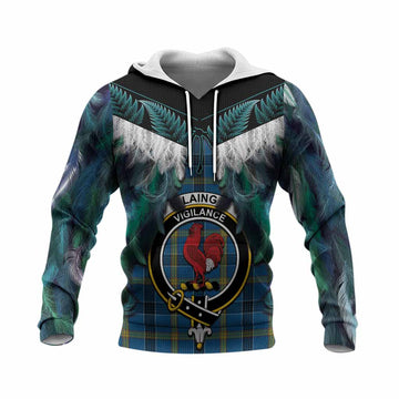 Laing Tartan Crest Knitted Hoodie New Zealand Maori Korowai Cloak