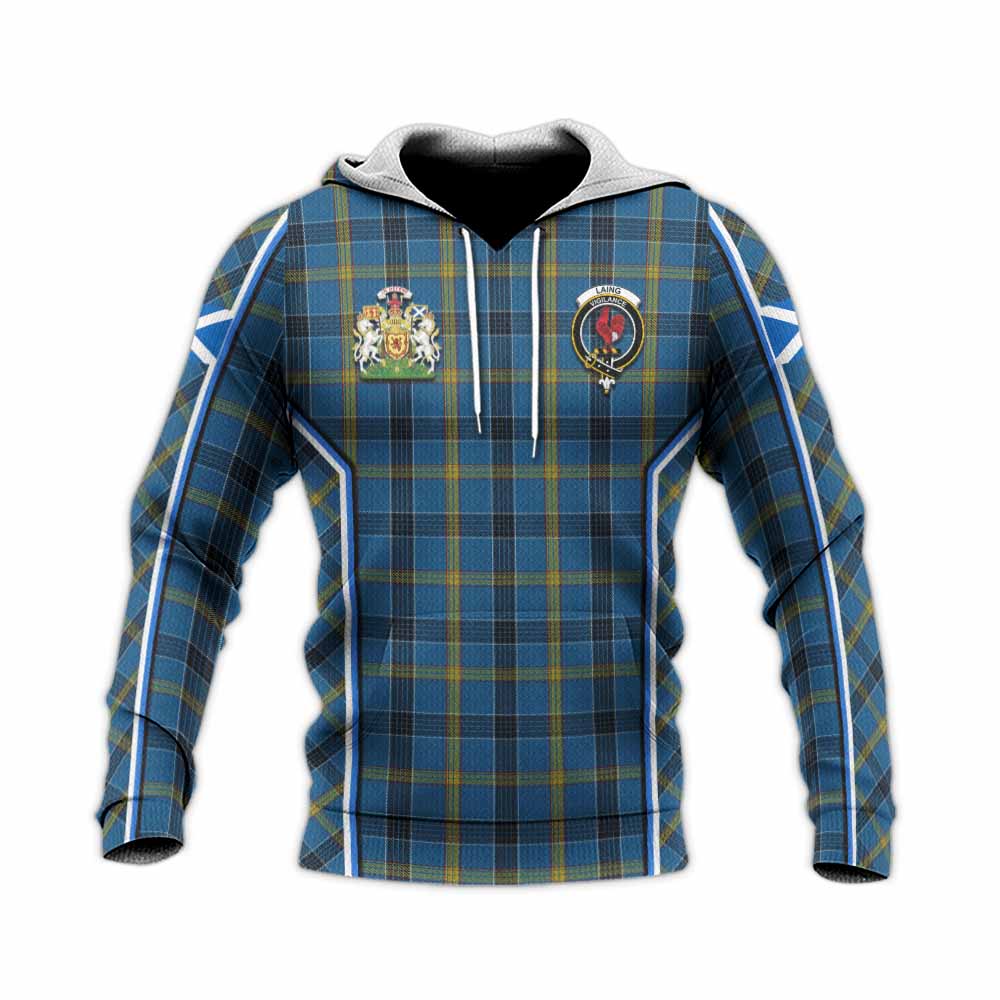 Laing Tartan Crest Knitted Hoodie Scotland Coat of Arm Flag Style - Tartan Vibes Clothing