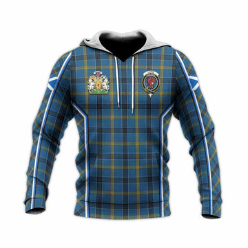 Laing Tartan Crest Knitted Hoodie Scotland Coat of Arm Flag Style