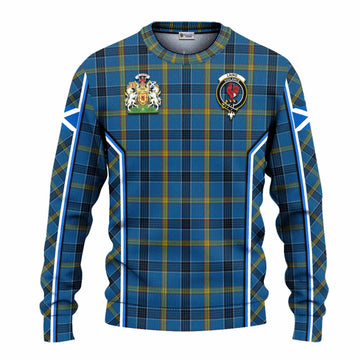 Laing Tartan Crest Knitted Sweater Scotland Coat of Arm Flag Style - Tartan Vibes Clothing