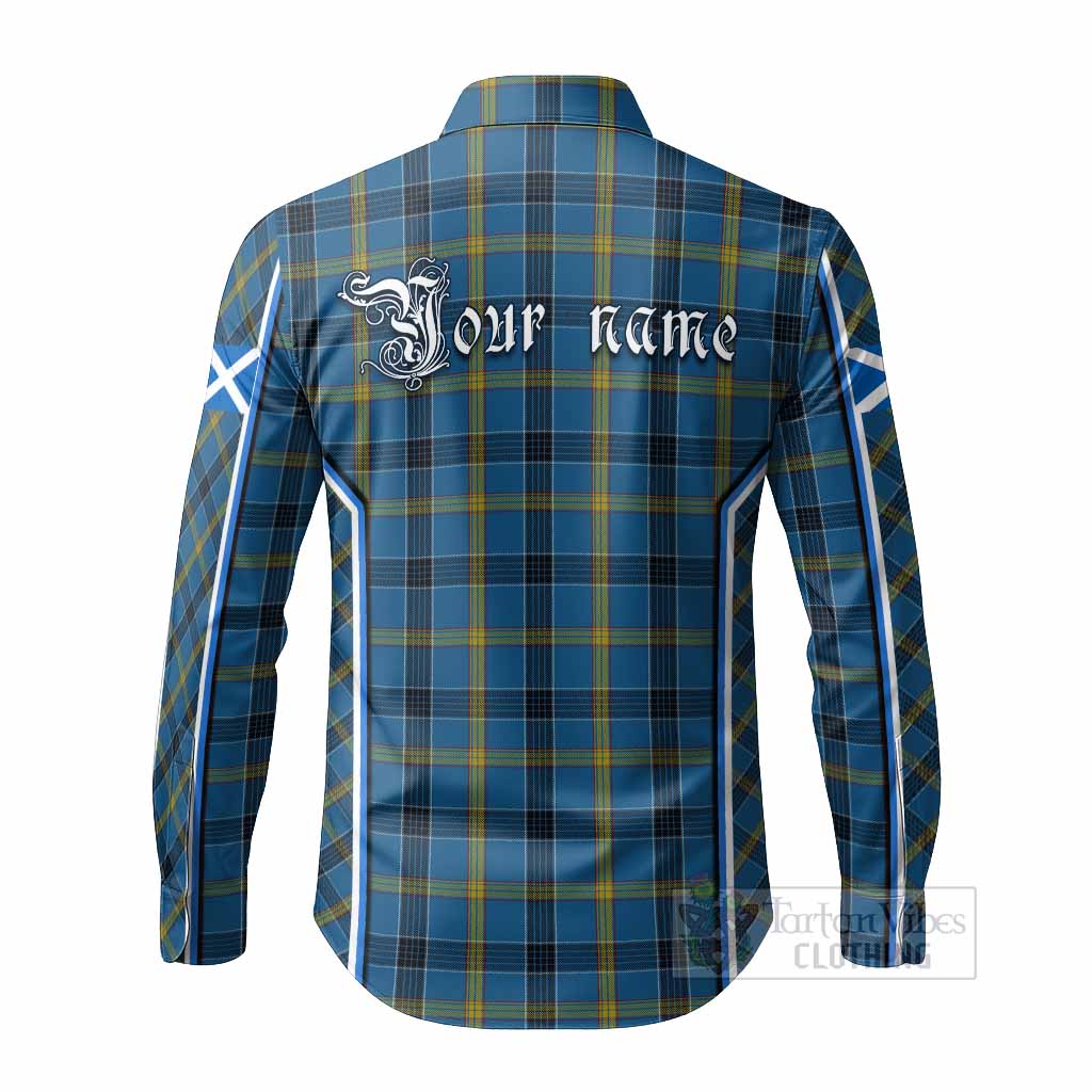 Laing Tartan Crest Long Sleeve Button Shirts Scotland Coat of Arm Flag Style - Tartan Vibes Clothing