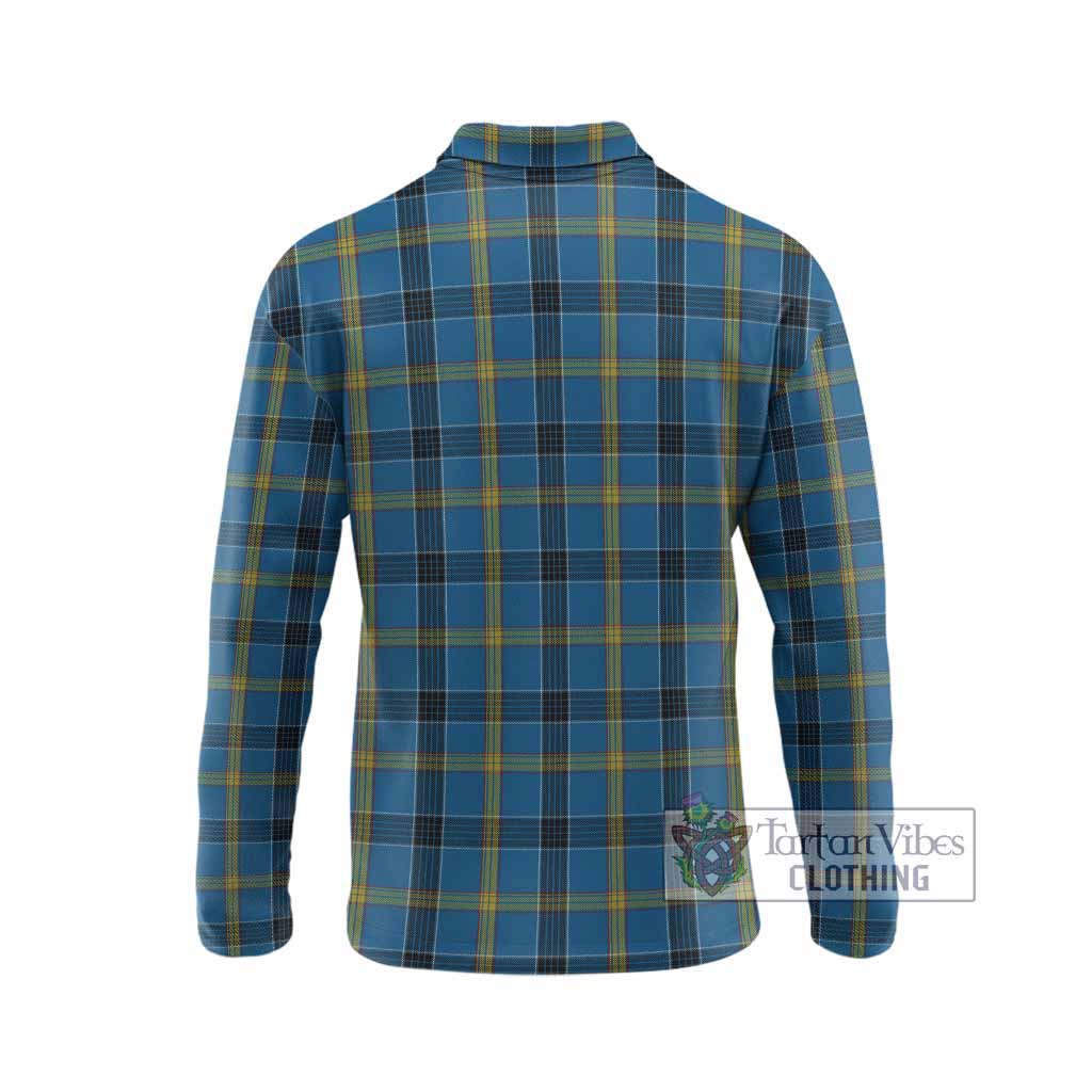 Laing Tartan Crest Long Sleeve Polo Shirt Ferocious Lion Style