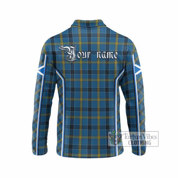 Laing Tartan Crest Long Sleeve Polo Shirt Scotland Coat of Arm Flag Style