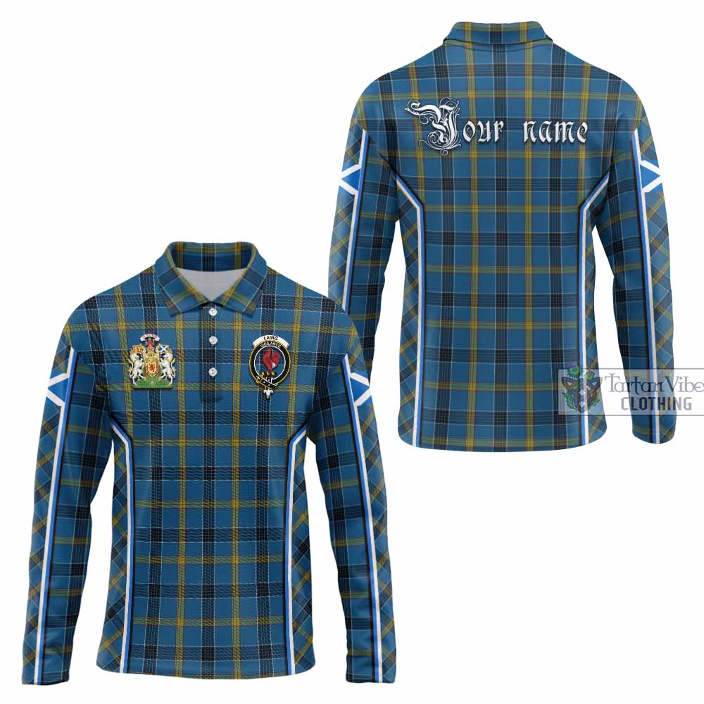 Laing Tartan Crest Long Sleeve Polo Shirt Scotland Coat of Arm Flag Style - Tartan Vibes Clothing