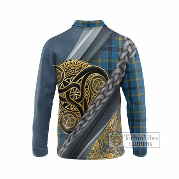 Laing Tartan Crest Long Sleeve Polo Shirt Scottish Triskele Celtic