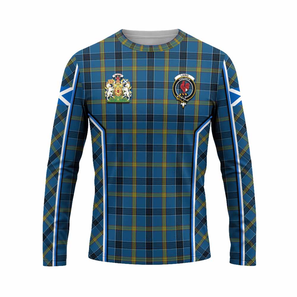 Laing Tartan Crest Long Sleeve T-Shirt Scotland Coat of Arm Flag Style - Tartan Vibes Clothing