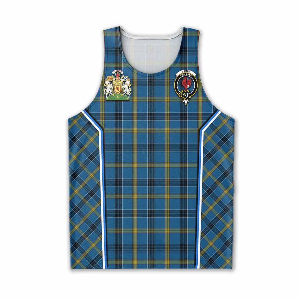 Laing Tartan Crest Men Tank Top Scotland Coat of Arm Flag Style - Tartan Vibes Clothing
