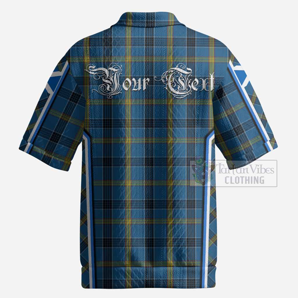 Laing Tartan Crest Men’s Polo Sweater Top Scotland Coat of Arm Flag Style