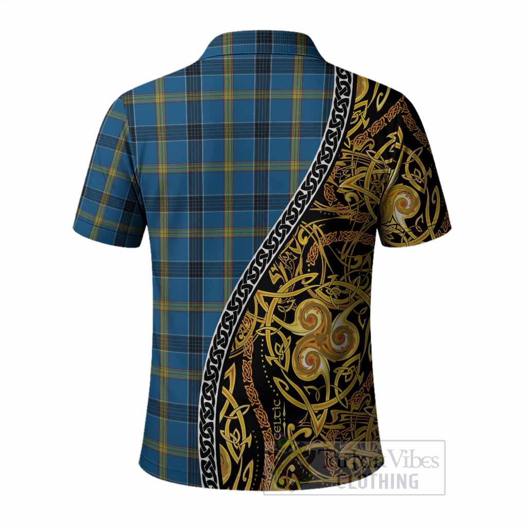 Laing Tartan Crest Polo Shirt Celtic Knot and Triple Trickle Spiral Symbols