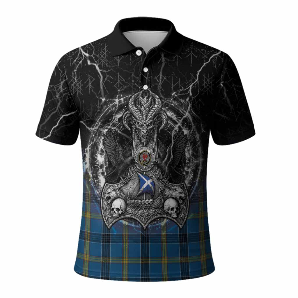 Laing Tartan Crest Polo Shirt Celtic Odin's Raven Legacy