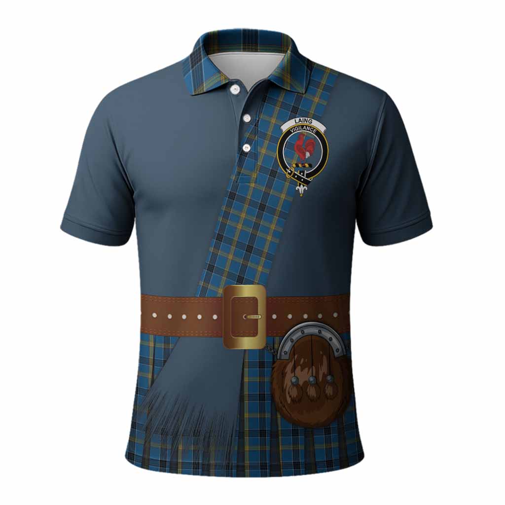 Laing Tartan Crest Polo Shirt Kilt Costume Style