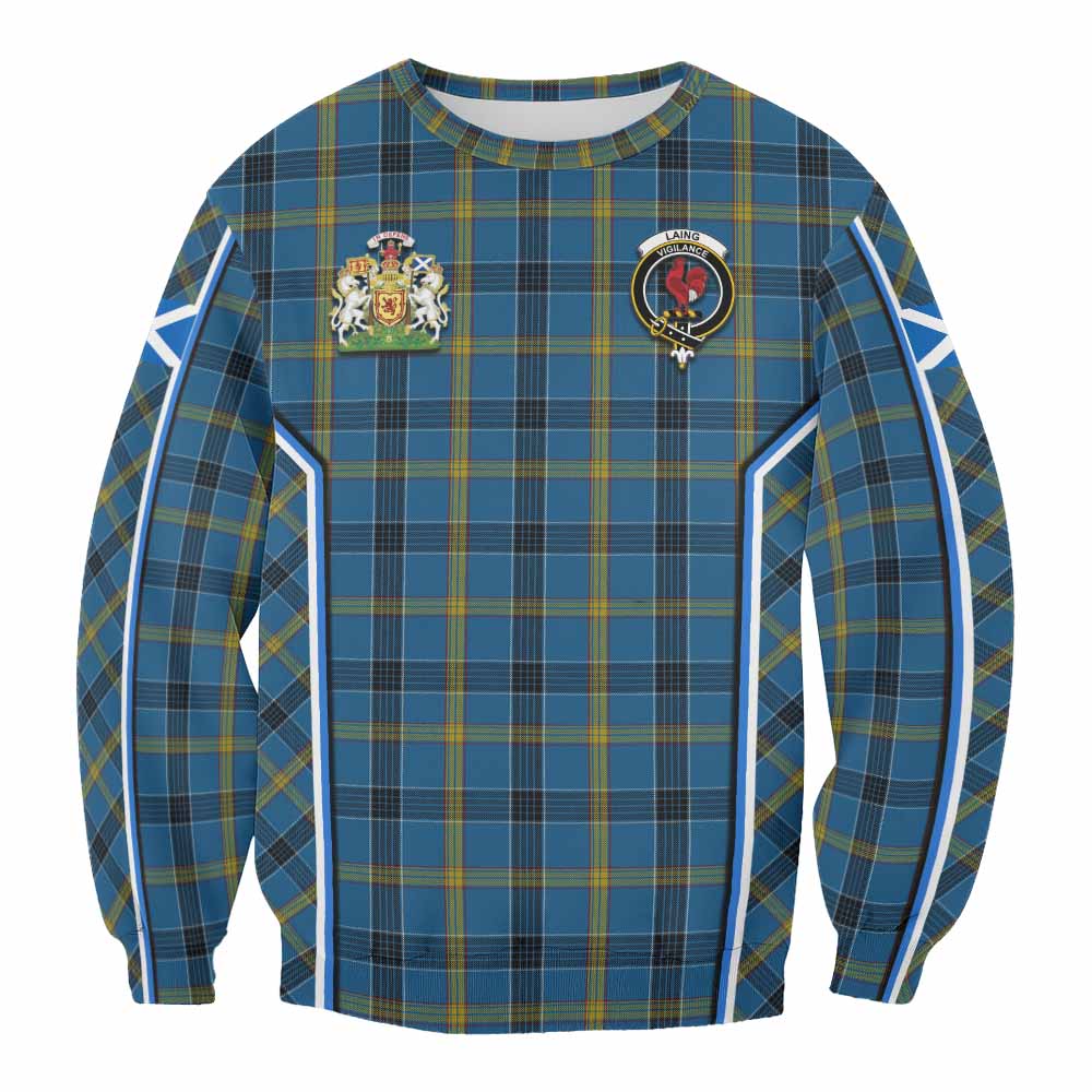 Laing Tartan Crest Sweatshirt Scotland Coat of Arm Flag Style - Tartan Vibes Clothing